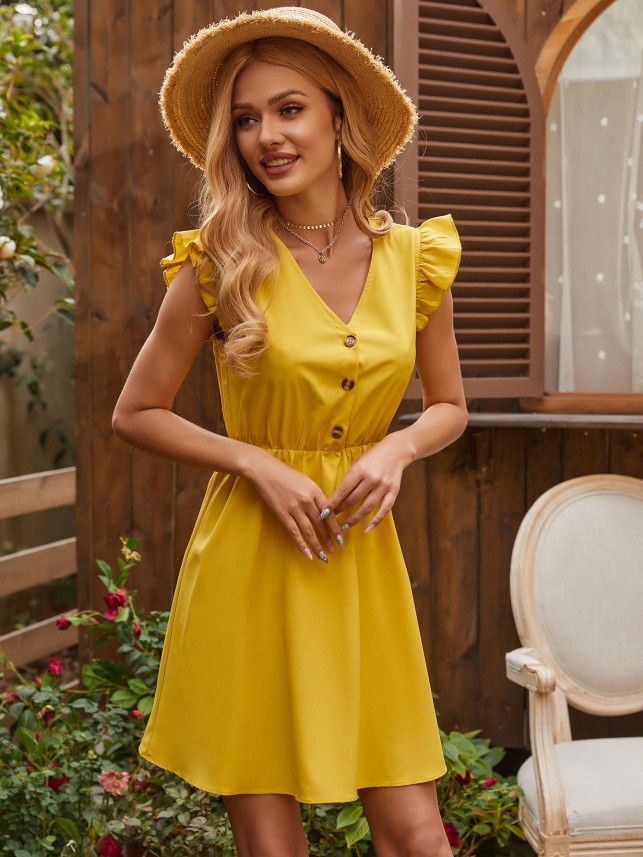 Urbanic Women A-line Yellow Dress - Buy ...